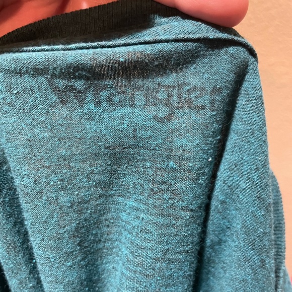 Men’s Wrangler Heathered Teal Color Rope Design Logo T-Shirt Size Large - Picture 3 of 4